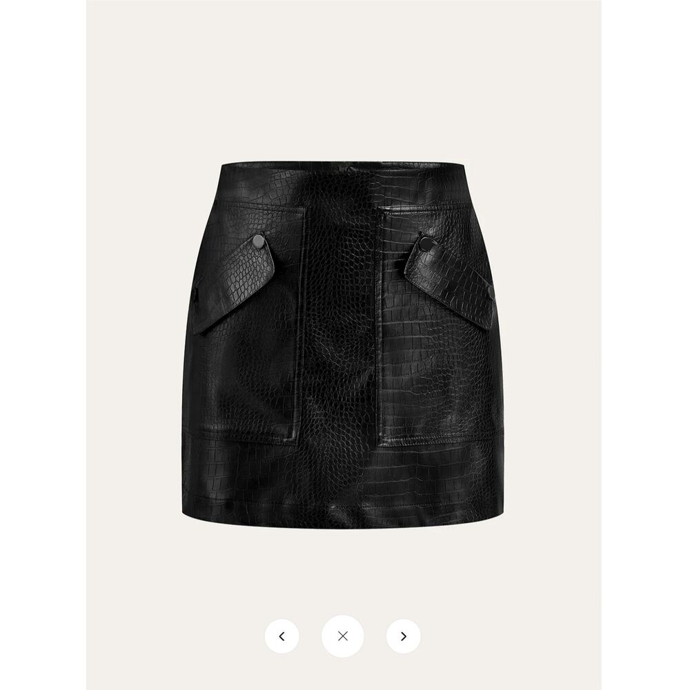 NWT Commense Faux Leather Crocodile-Embossed Mini Skirt Sz XL